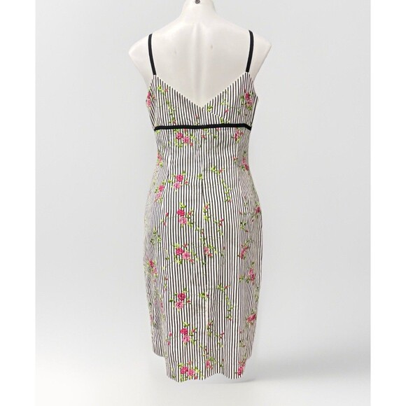 Y2K Maggy London floral Embroidered Roses Striped Babydoll Dress Sz12 - Picture 5 of 12